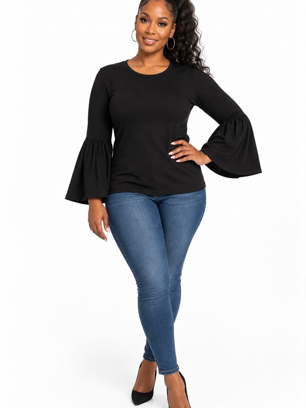 Black Bell Sleeve Women’s Size Small | Flare Sleeve Blouse